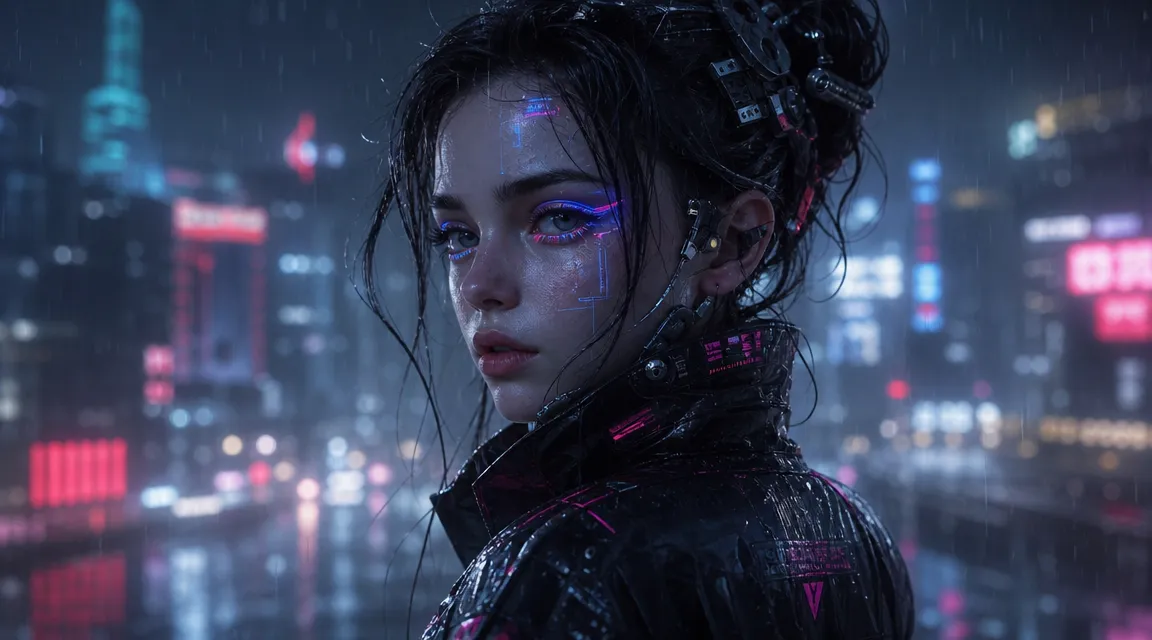 Cyberpunk portrait AI image at 2K resolution — Peanut AI text to image example